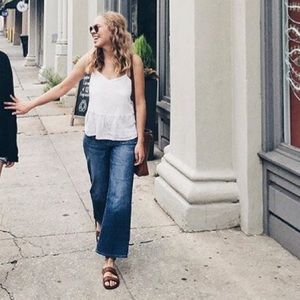Cropped wide-leg denim